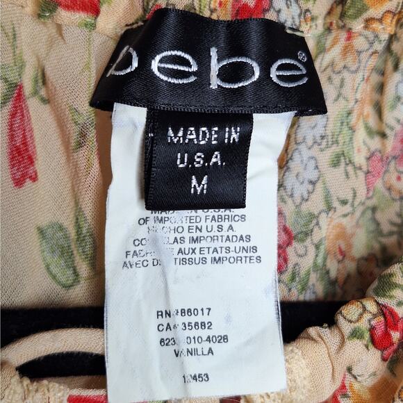 Vintage Y2K Bebe Babydoll Top Medium Fairy Grunge Boho Lace Floral Milkmaid - Picture 5 of 11